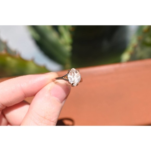 14k Rose Gold Ring Raw Stone Ring Rough Diamond Ring Wedding Band Unique - Picture 2 of 6